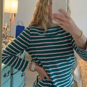 JCREW Green and pink striped top